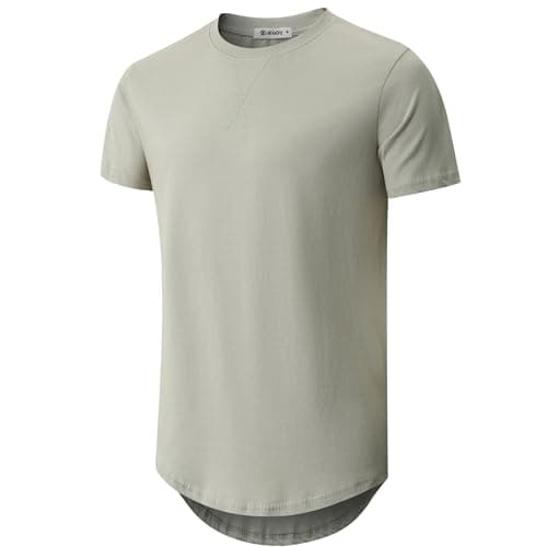 KLAIGOU Mens 100 Cotton Pre-Shrunk Hipster T-Shirt S-4XL Longline Crewneck Hip Hop