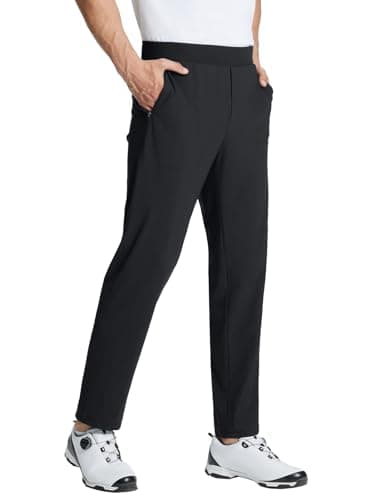 Baleaf Men's Stretch Relaxed Fit Golf Pants 30" Sweatpants with Zipper Pockets Casual Athletic.Work