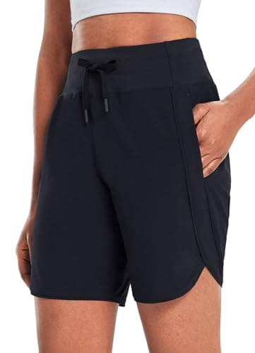 Baleaf Women's Quick Dry Athletic Long Running Shorts for Workout and Gym
| Baleaf Women's High Waisted Zipper Pocket L