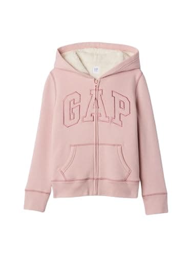 GAP Girls' Cozy Logo Full Zip Hoodie for School and Everyday Wear