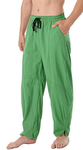 Perdontoo Men's Linen Cotton Loose Fit Casual Lightweight Elastic Waist Summer Beach Pants
| Men's Linen Cotton Loose F