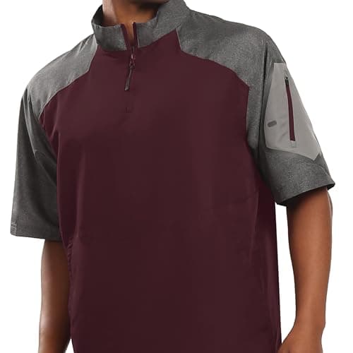 Holloway Raider Pullover Cage Jacket for Athletes - Weather-Resistant Quarter Zip Jacket with Sleeve Pocket