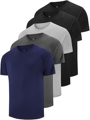 AKAWOOKO Men's Dry Fit T Shirts for Running and Gym Workout
| AKAWOOKO 5 Pack Short Sleeve Tee Shirts for Men Athletes