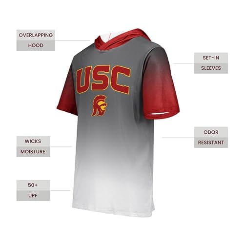 Holloway Men's NCAA Collegiate Short Sleeve Gradient Cotton-Touch Hoodie - Official Team Apparel for Men's Game Day Comf