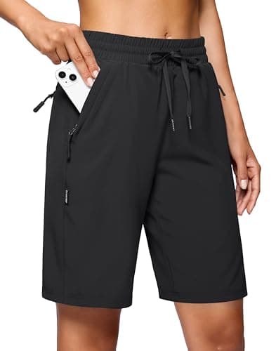 SANTINY Women's 7''/ 9'' Hiking Shorts for Casual Outdoor Activities with 3 Zipper Pockets Lightweight Quick Dry Attribu