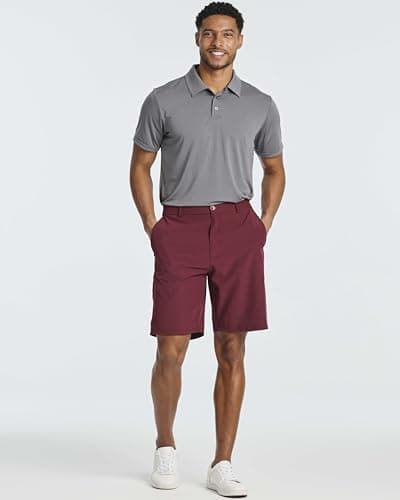 Real Essentials 3 Pack Mens 9" Golf Shorts Pockets - Flat Front Casual Work Workout Active Hiking Sport