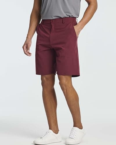 Real Essentials 3 Pack Mens 9" Golf Shorts Pockets - Flat Front Casual Work Workout Active Hiking Sport