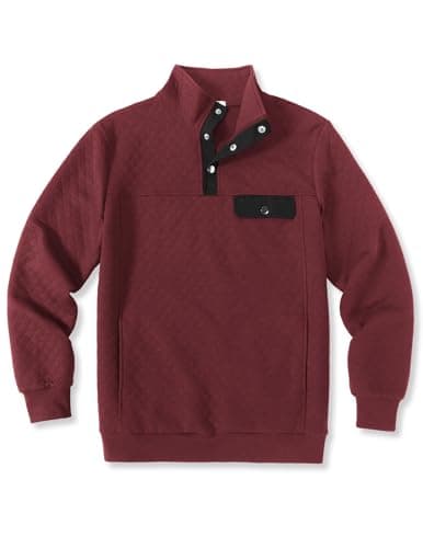 COOFANDY Men Quilted Sweatshirts Outdoor Polo Sweatshirt with Pockets