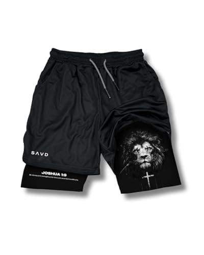 Christian Performance Shorts - Men's Gym & Sport Shorts with Pockets & Compression Liner, Bible Verse Activewear for Fit