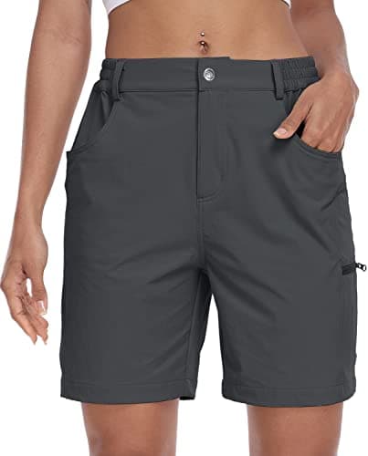 MoFiz Women's Golf Shorts 7" Quick Dry Hiking Shorts Lightweight Bermuda Shorts with Pockets for Summer Travel Women