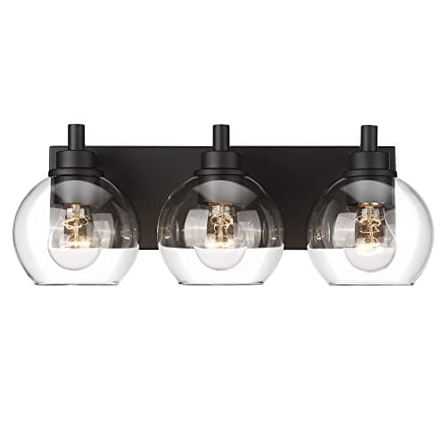 Modern 3-Light Matte Black Bathroom Vanity Light for Kitchen and Bedroom
| Clear Glass Globe Shade Wall Sconces for Bat
