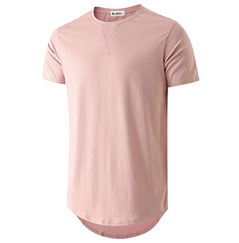 KLAIGOU Mens 100 Cotton Pre-Shrunk Hipster T-Shirt S-4XL Longline Crewneck Hip Hop