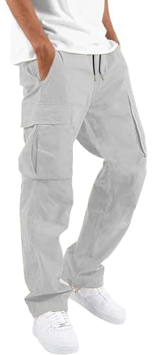 HUNGSON Mens Drawstring Casual Hiking Sweatpants for Men
| HUNGSON Mens Cotton Loose Straight Joggers Athletic Trousers