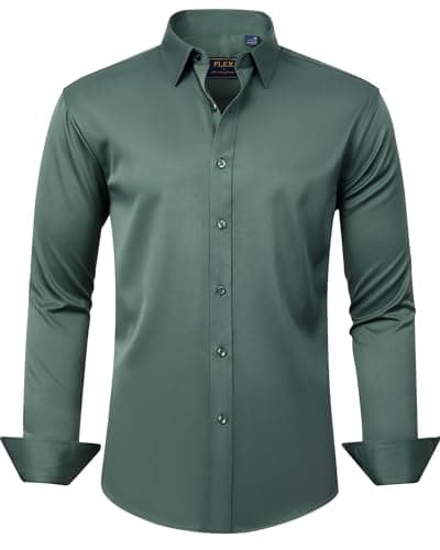 Men's Solid Long Sleeve Stretch Wrinkle-Free Formal Shirt J.VER Business Casual Button Down
| J.VER Men's Long Sleeve S