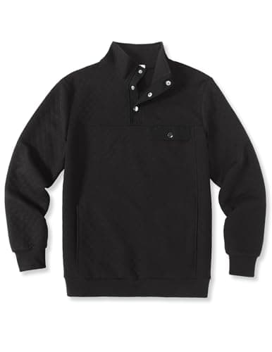 COOFANDY Men Quilted Sweatshirts Outdoor Polo Sweatshirt with Pockets