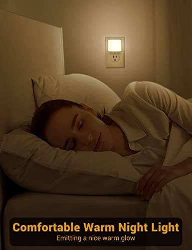 JandCase 2 Pack Night Lights for Bathroom and Hallway, Dusk-to-Dawn Sensor, Soft White LED 3000K