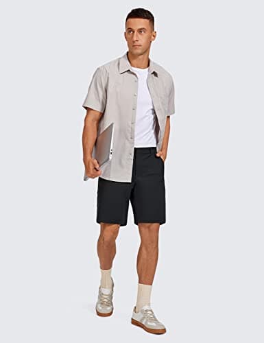 CRZ YOGA Men's All Day Comfy Golf Shorts - Stretch Lightweight Flat Front for Casual Work with Pockets