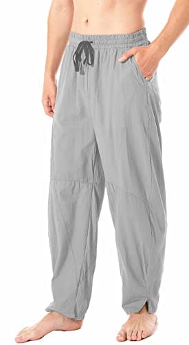 Perdontoo Men's Linen Cotton Loose Fit Casual Lightweight Elastic Waist Summer Beach Pants
| Men's Linen Cotton Loose F