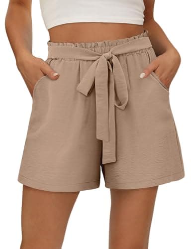 KISSMODA Women's Summer Shorts with Pockets Lightweight High-Waisted Adjustable Tie Knot Loose Casual Short
| KISSMODA