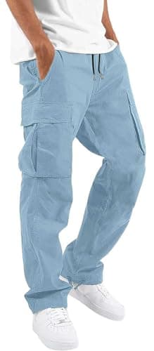 HUNGSON Mens Drawstring Casual Hiking Sweatpants for Men
| HUNGSON Mens Cotton Loose Straight Joggers Athletic Trousers