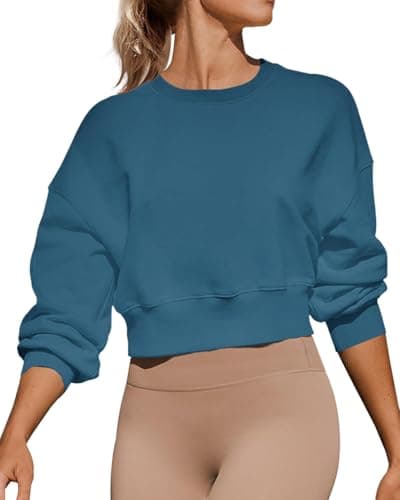 Joywayco Women's Long Sleeve Round Neck Cropped Sweatshirts for Casual Wear with Comfortable Loose Fit
| Joywayco Women