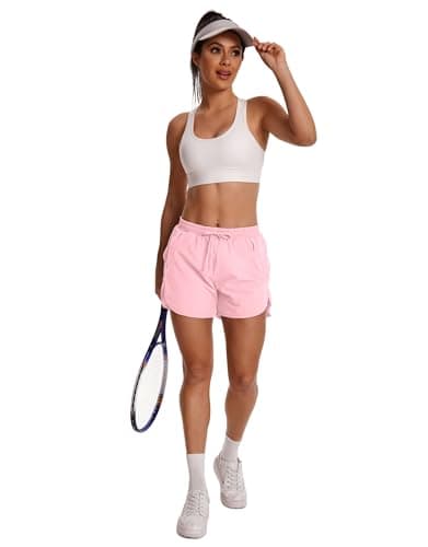 Hooxum Women's Running Athletic Shorts: 2 in 1 High Waisted Workout Gym Shorts with Mesh Liner and Zipper Pockets  
Hoox