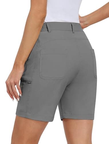 MoFiz Women's Golf Shorts 7" Quick Dry Hiking Shorts Lightweight Bermuda Shorts with Pockets for Summer Travel Women