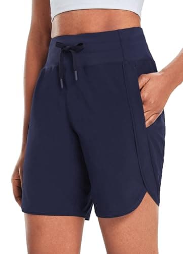 Baleaf Women's Quick Dry Athletic Long Running Shorts for Workout and Gym
| Baleaf Women's High Waisted Zipper Pocket L