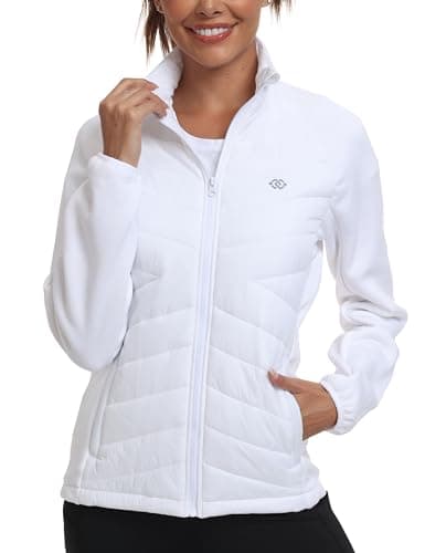MoFiz Womens Lightweight Insulated Hiking Jacket Fleece Lined Thermal Hybrid Softshell Full Zip Winter Fall Running Ins