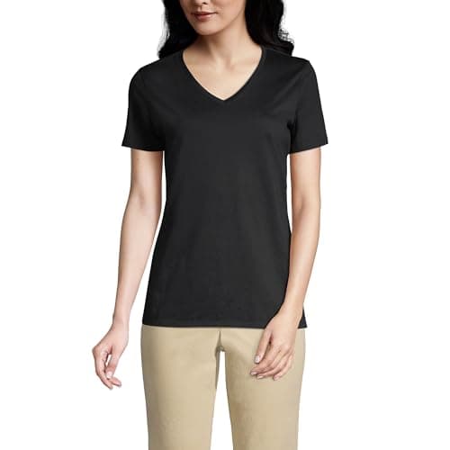 Lands' End Women's Relaxed American-Grown Supima Cotton V-Neck T-Shirt for Casual Comfort
| Lands' End Women's Relaxed