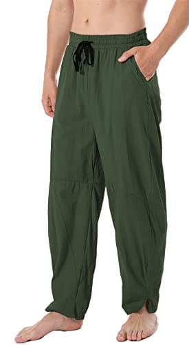 Perdontoo Men's Linen Cotton Loose Fit Casual Lightweight Elastic Waist Summer Beach Pants
| Men's Linen Cotton Loose F
