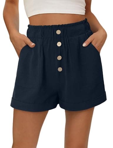 KISSMODA Women's Summer Shorts with Pockets Lightweight High-Waisted Adjustable Tie Knot Loose Casual Short
| KISSMODA