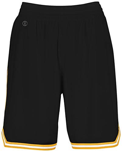 Holloway Ladies Retro Basketball Shorts 2XL Black/Light Gold/White - Authentic Design, Comfortable Fit, Durable Construc