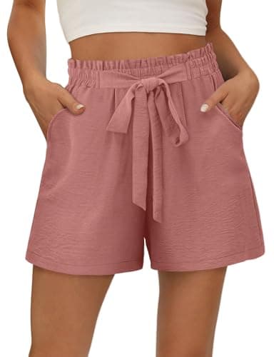 KISSMODA Women's Summer Shorts with Pockets Lightweight High-Waisted Adjustable Tie Knot Loose Casual Short
| KISSMODA