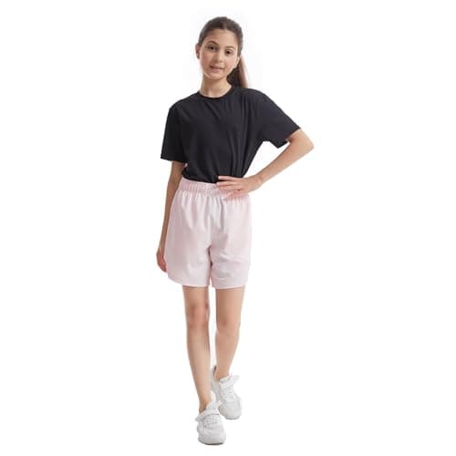 Celfaeree Girls Running Shorts with Pockets | Dry-Fit Athletic Shorts for Kids Teens | 4 Packs | Sweat-Wicking Sportswea