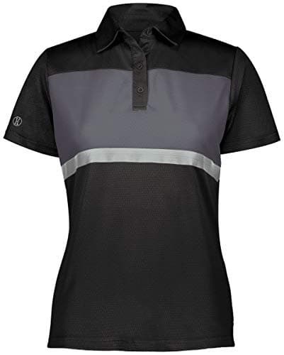 Holloway Ladies Prism Bold Polo 2XL Black/Carbon - High Visibility, Breathable Fabric, Ladies Outdoor Workout