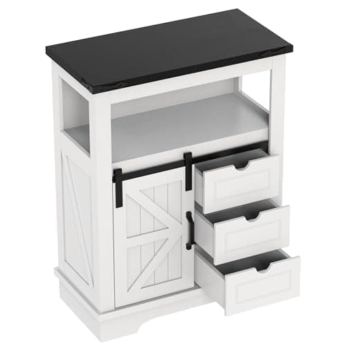 Real Relax Farmhouse Storage Cabinet for Bathroom and Living Room with Sliding Barn Door and 3 Drawers
| Real Relax Fre