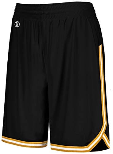 Holloway Ladies Retro Basketball Shorts 2XL Black/Light Gold/White - Authentic Design, Comfortable Fit, Durable Construc