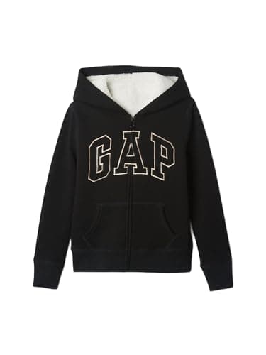 GAP Girls' Cozy Logo Full Zip Hoodie for School and Everyday Wear