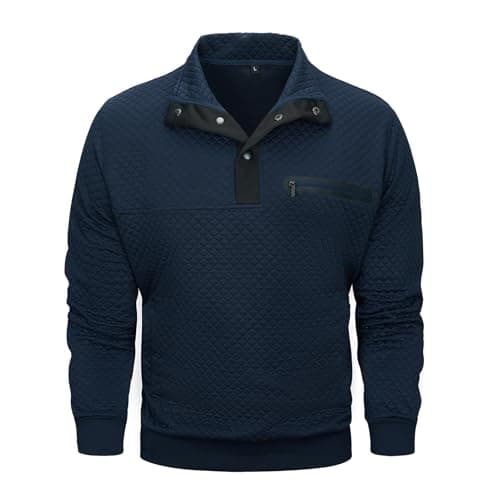 MANLUODANNI Men's Casual Waffle Quilted Sweatshirt Long Sleeve Button Pocket
| MANLUODANNI Men's Casual Sweatshirt Waff