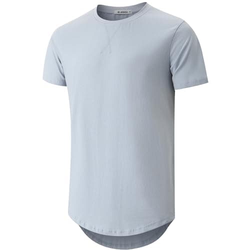 KLAIGOU Mens 100 Cotton Pre-Shrunk Hipster T-Shirt S-4XL Longline Crewneck Hip Hop
