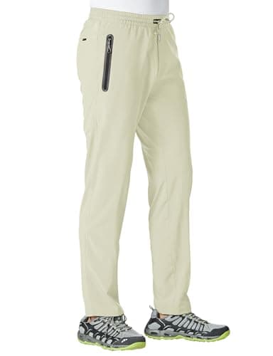 TBMPOY Men's Lightweight Hiking Travel Pants Breathable Athletic Joggers Zipper Pockets  
TBMPOY Men's Lightweight Hikin