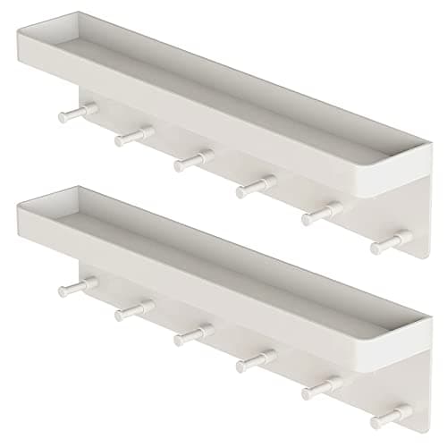 MKO Mail Organizer Key Holder for Wall, Gold, 6 Key Hooks Wall Mount Adhesive Tray Hallway Organizer