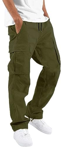 HUNGSON Mens Drawstring Casual Hiking Sweatpants for Men
| HUNGSON Mens Cotton Loose Straight Joggers Athletic Trousers