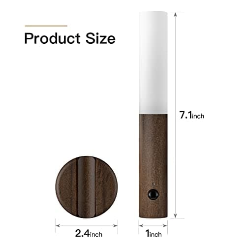 Miebul Rechargeable Motion Sensor Light Indoor Magnetic LED Wall Lights for Bedroom Corridor Staircase (Walnut Wood 2PCS