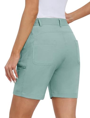 MoFiz Women's Golf Shorts 7" Quick Dry Hiking Shorts Lightweight Bermuda Shorts with Pockets for Summer Travel Women