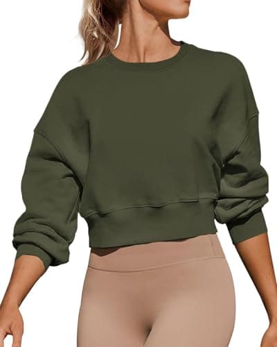 Joywayco Women's Long Sleeve Round Neck Cropped Sweatshirts for Casual Wear with Comfortable Loose Fit
| Joywayco Women
