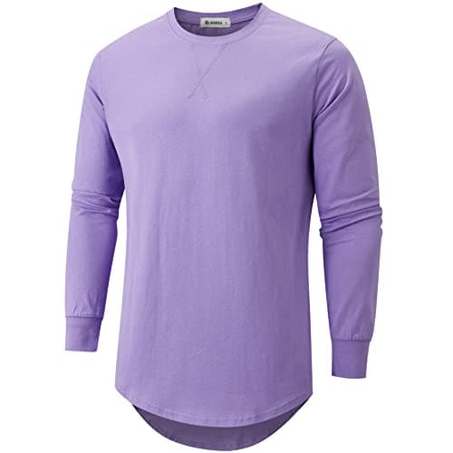 KLAIGOU Mens 100 Cotton Pre-Shrunk Hipster T-Shirt S-4XL Longline Crewneck Hip Hop