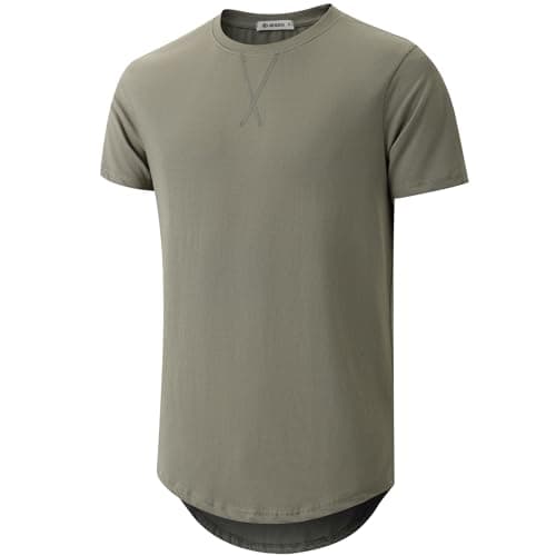 KLAIGOU Mens 100 Cotton Pre-Shrunk Hipster T-Shirt S-4XL Longline Crewneck Hip Hop