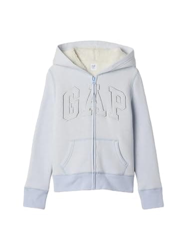 GAP Girls' Cozy Logo Full Zip Hoodie for School and Everyday Wear